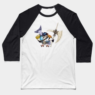 Chief Popper the Barbarian Penguin Baseball T-Shirt